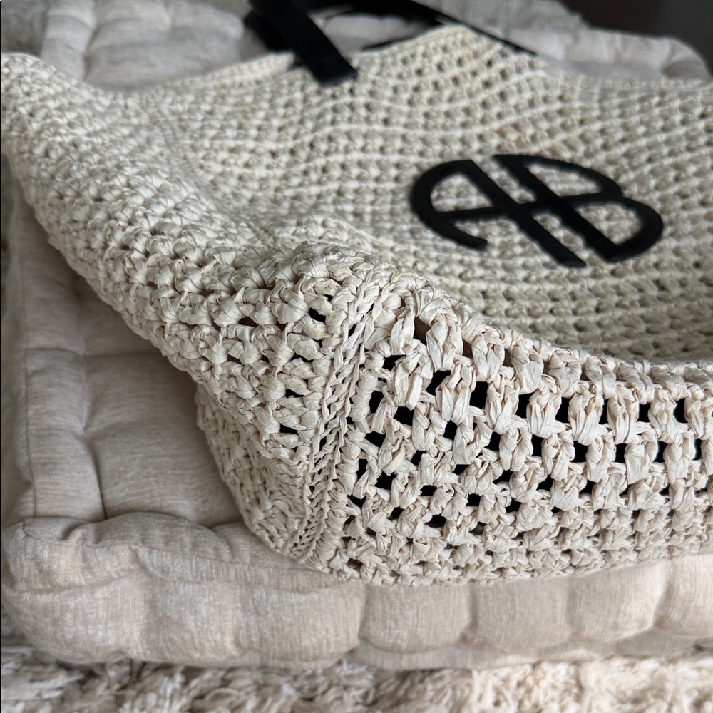 Anine Bing Crochet Tote in Cream - Picture 4 of 12